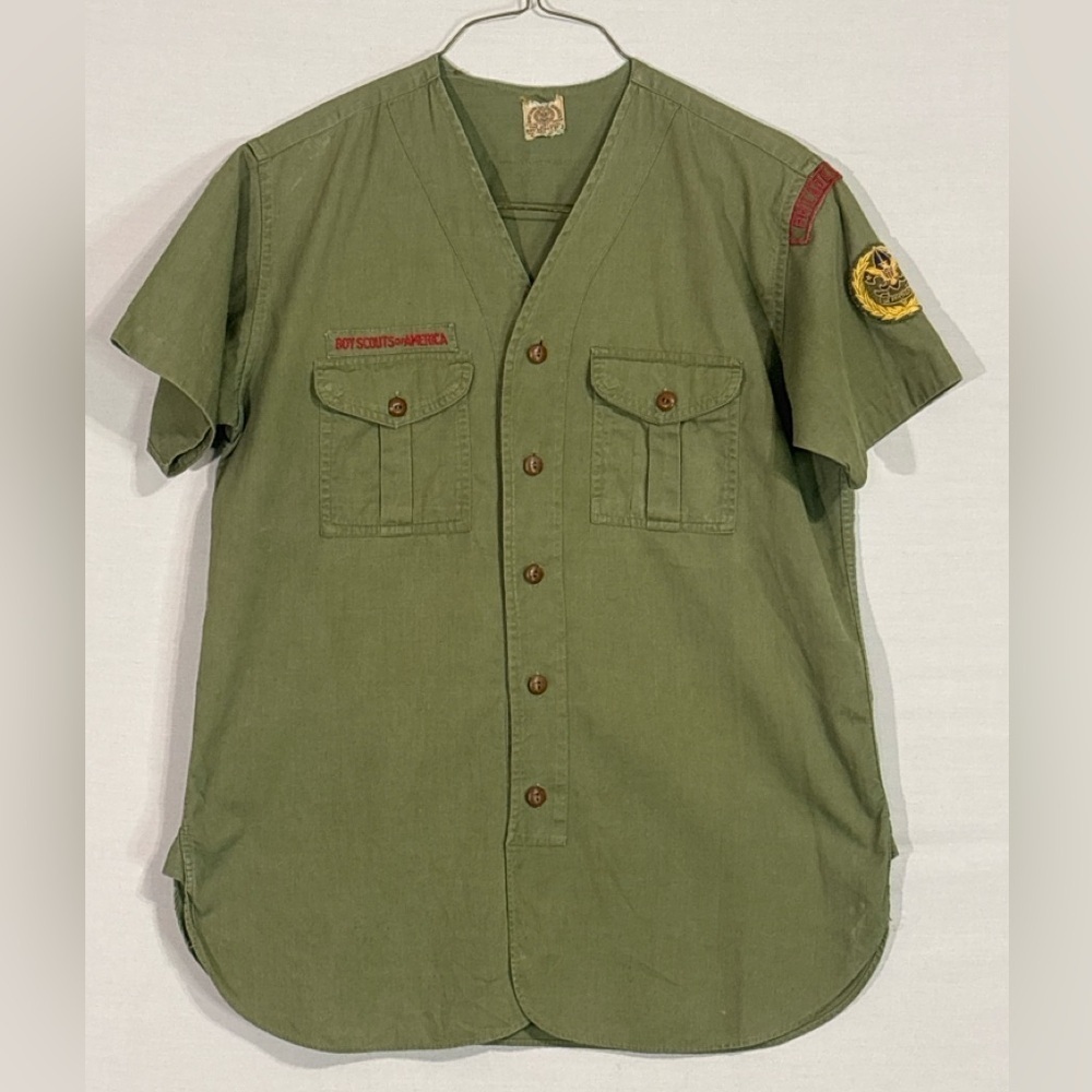 Vintage Boy Scouts America Uniform Shirt Philadelphia Patch Scout Button Down